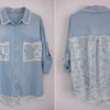 Chemise denim & dentelle fleurie