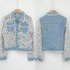 Veste courte en denim bleu clair