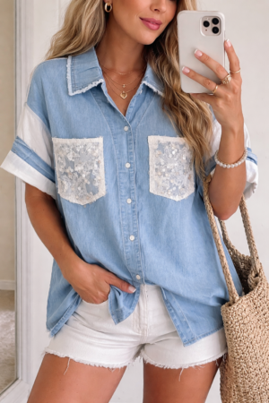 Chemise en denim léger bleu clair 1950 C