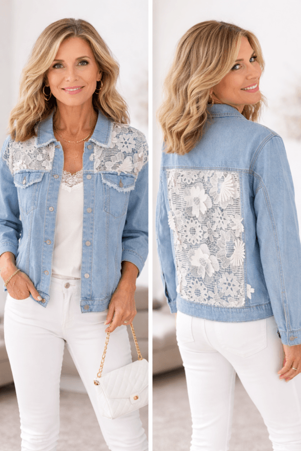 Veste en jean bleu clair