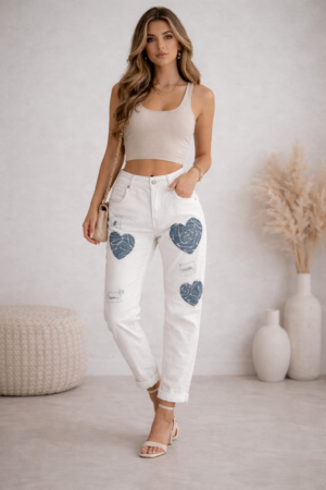 Jean boy-friend blanc