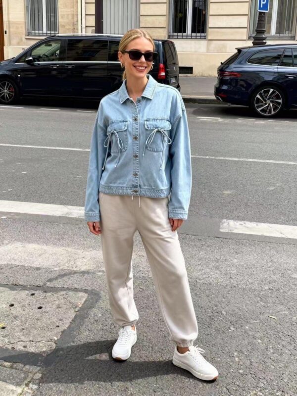 Veste en jean bleu clair au style moderne