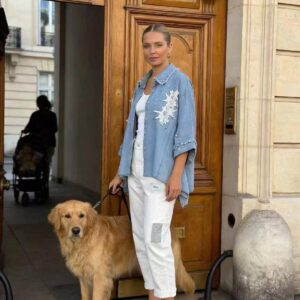 Chemise en denim bleu clair à coupe ample