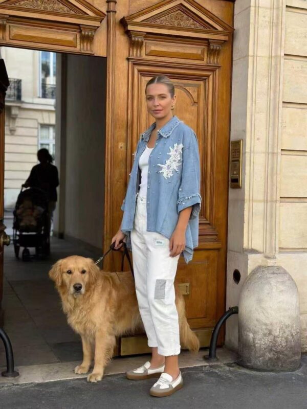 Chemise en denim bleu clair à coupe ample