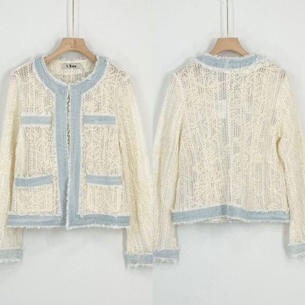 Veste courte en crochet écru