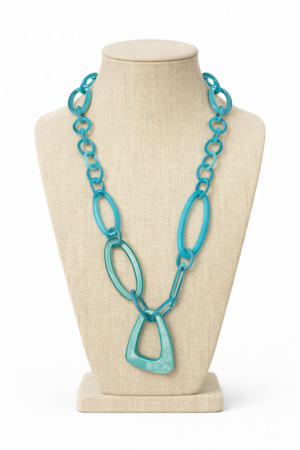 Collier long résine turquoise