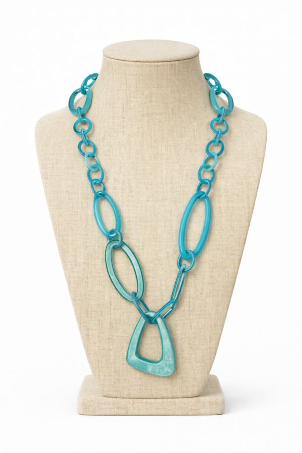 Collier long résine turquoise