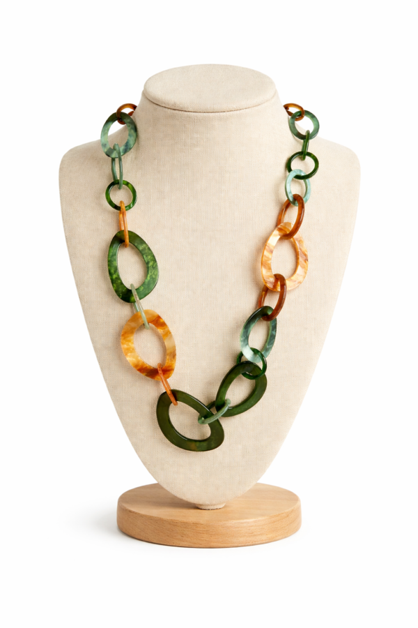 Collier long à maillons en résine multicolore