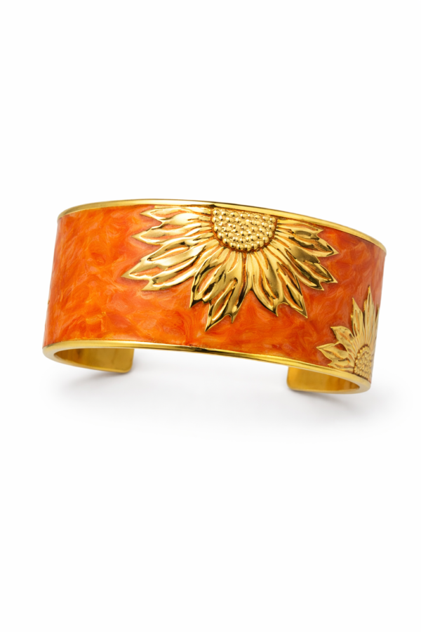 Bracelet manchette en acier inxydable orange marbrée