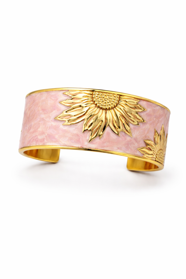 Bracelet manchette en acier inoxydable rose marbrée