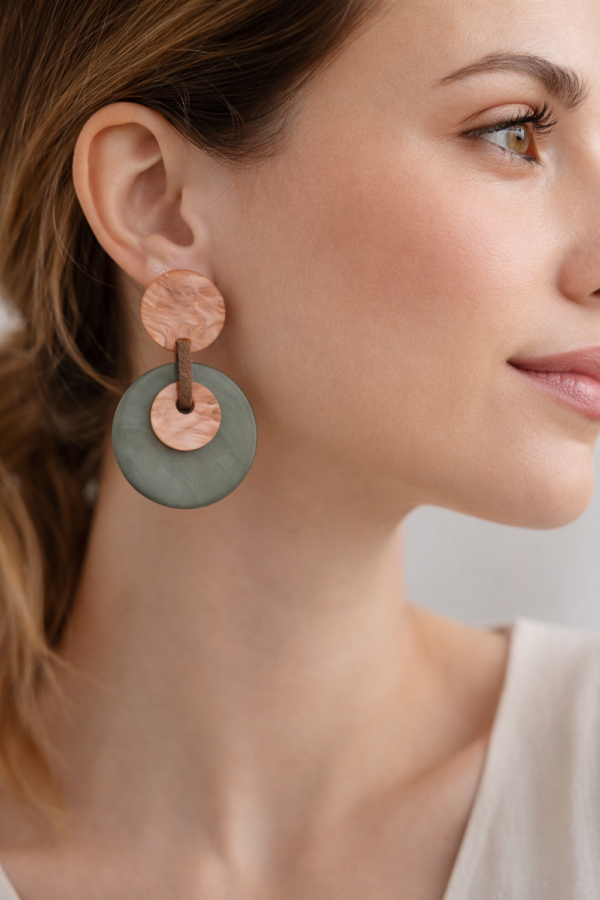 Boucles d’oreilles en résine marbrée