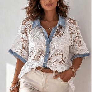 Chemise dentelle entièrement travaillée